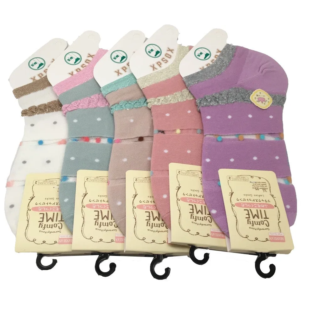 10 Pairs, 5 colors Comfort low cut Ladies Socks - Size: 22cm-25cm, Soc11