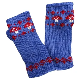 100% Wool Mushroom Design Handwarmer Gloves (Adult)