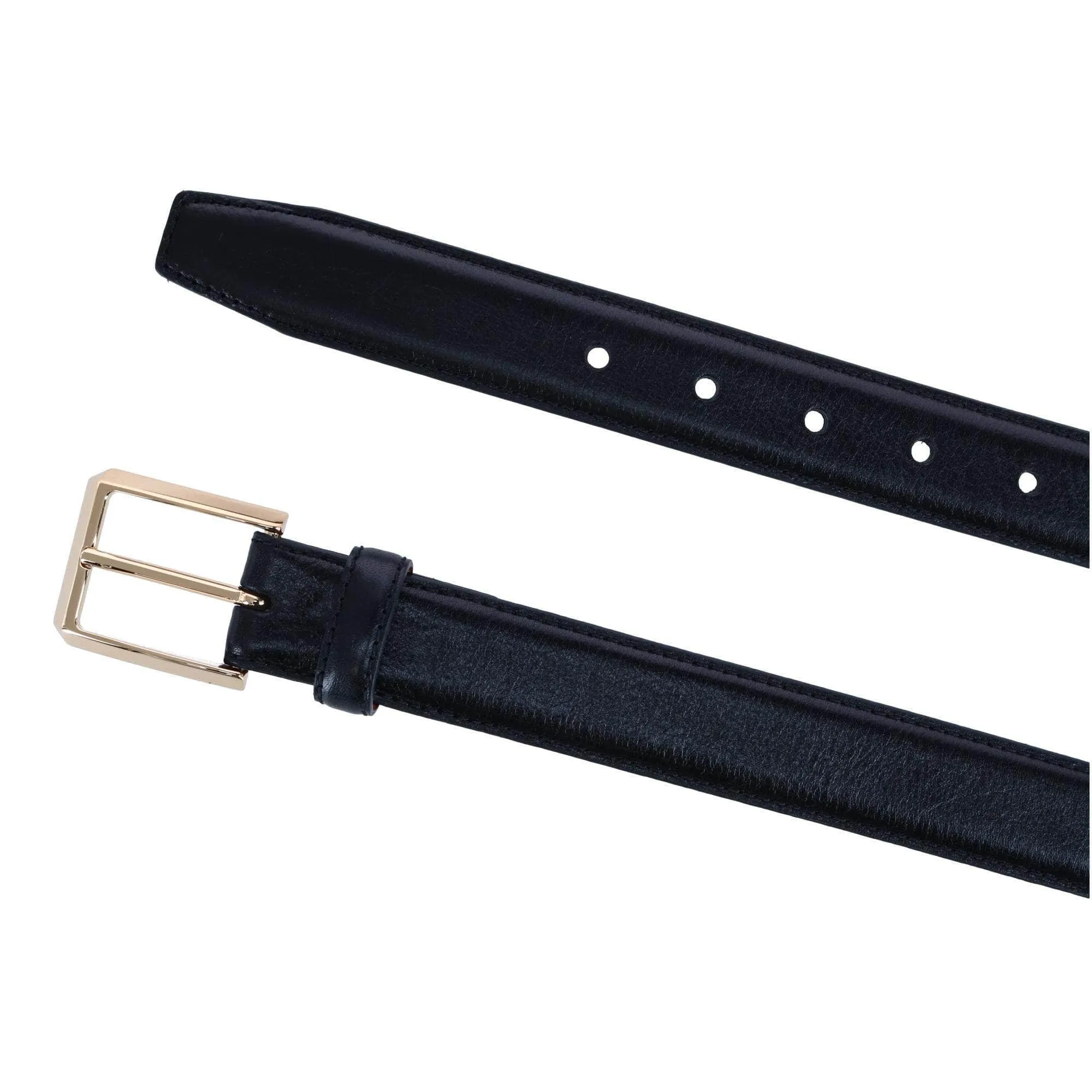 30MM Pebble Grain Leather Belt with Gold Buckle