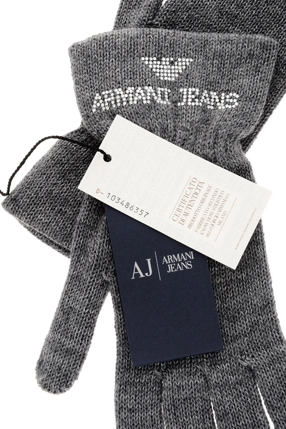 ARMANI JEANS CRYSTAL Grey Wool Women Gloves