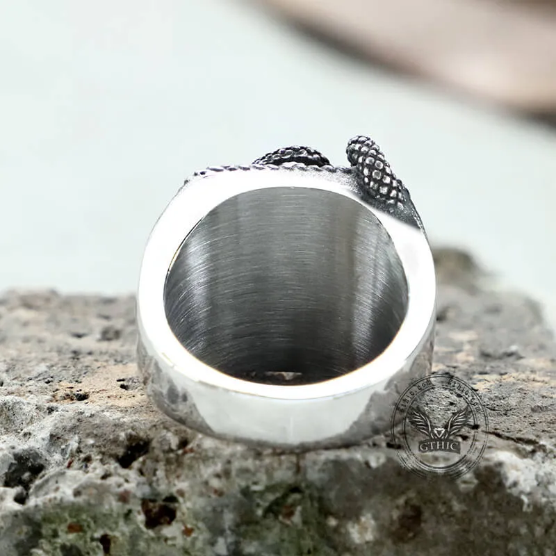 Black Gemstone Snake Stainless Steel Ring