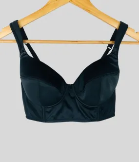 Black Satin Longline Bustier Bra 32A