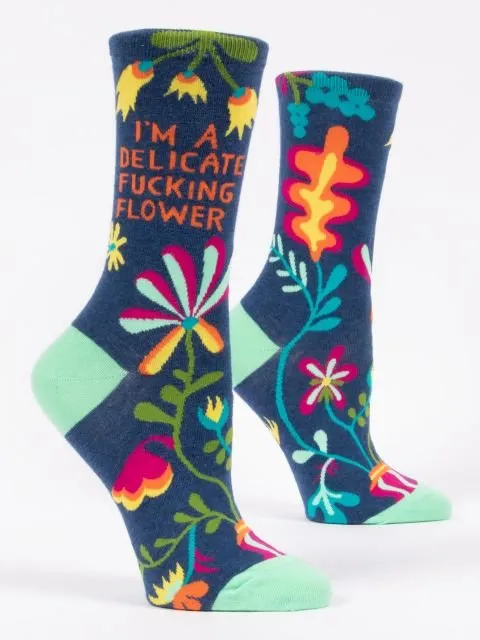 Blue Q  I'm A Delicate Fucking Flower Women's Crew socks