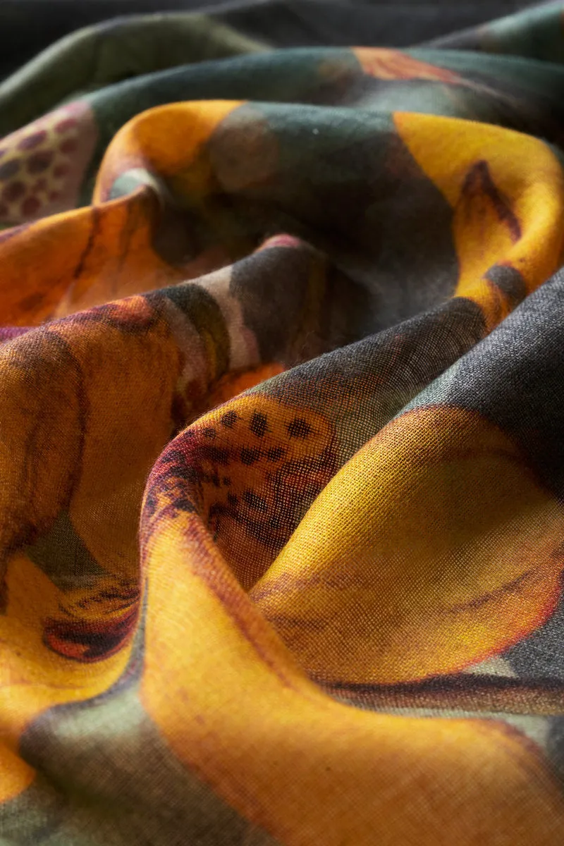 Botany Bliss in Charcoal Wrap Scarf