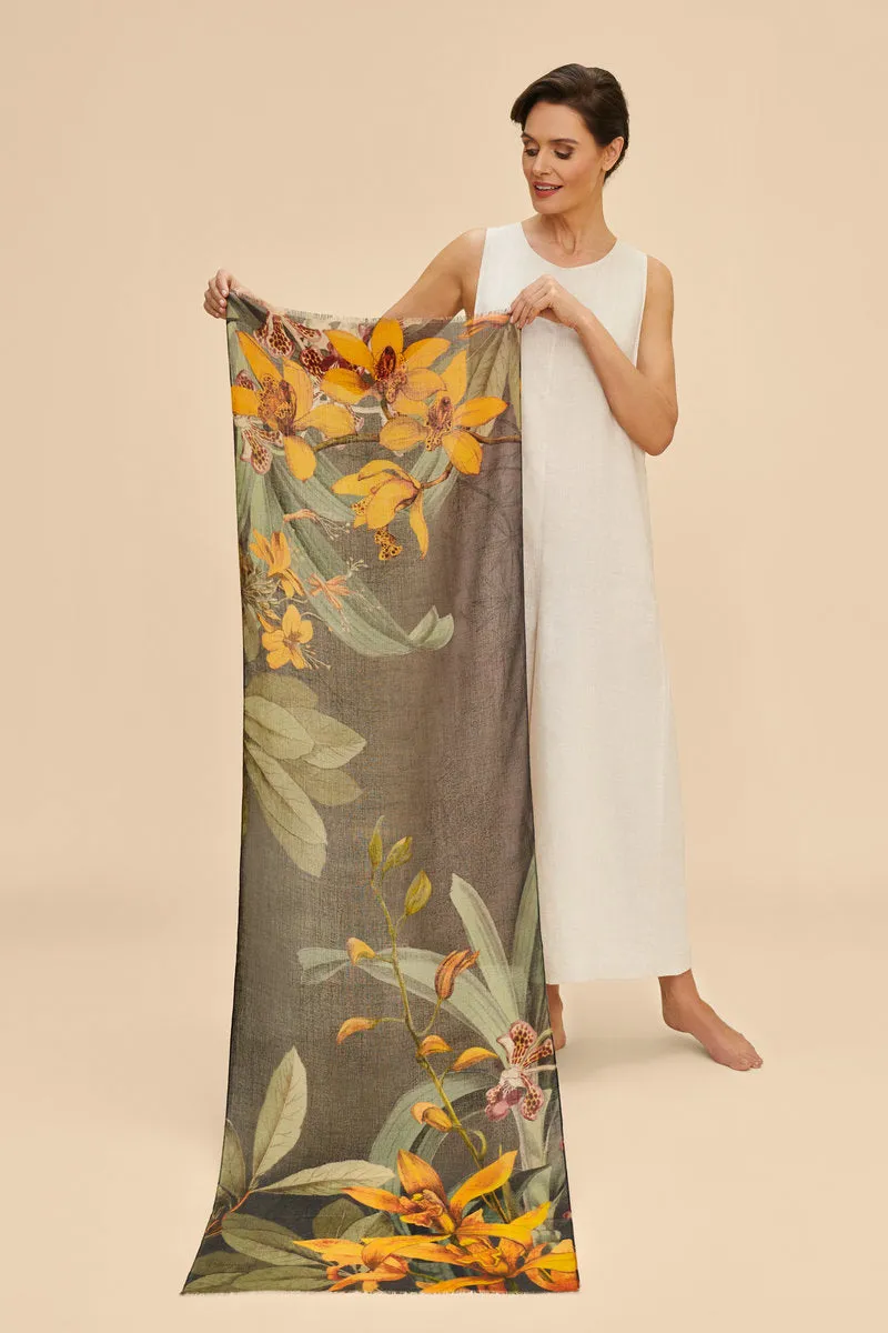 Botany Bliss in Charcoal Wrap Scarf