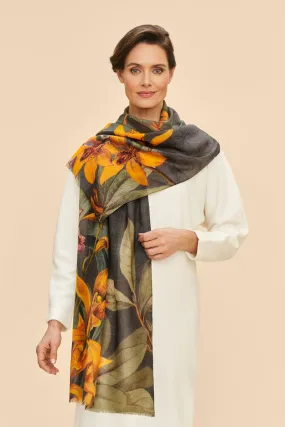 Botany Bliss in Charcoal Wrap Scarf