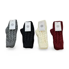 Cozy Fingerless Gloves Set Cable Knit Arm Warmers - Womens