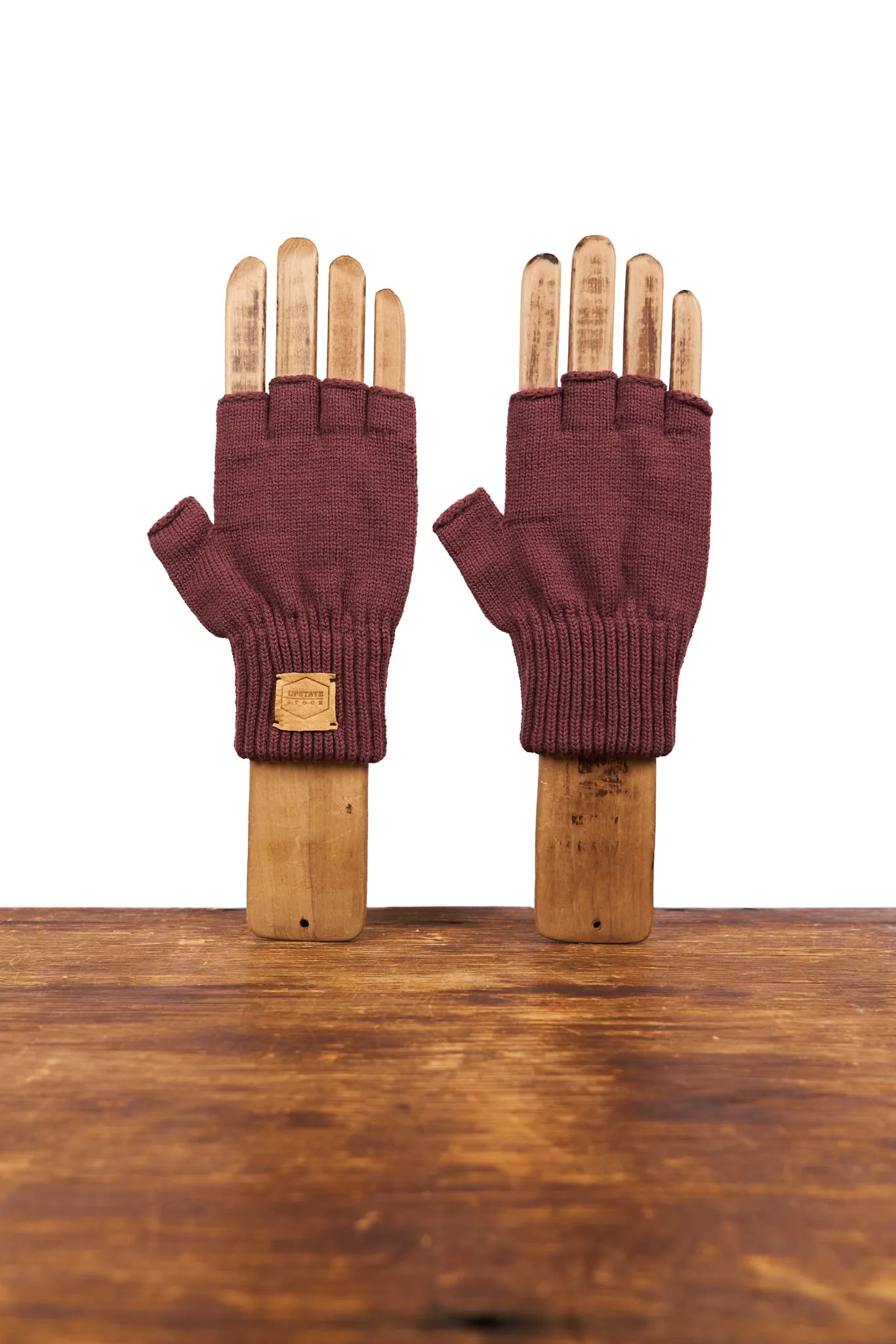 Crimson Super Fine Merino Wool Fingerless Glove