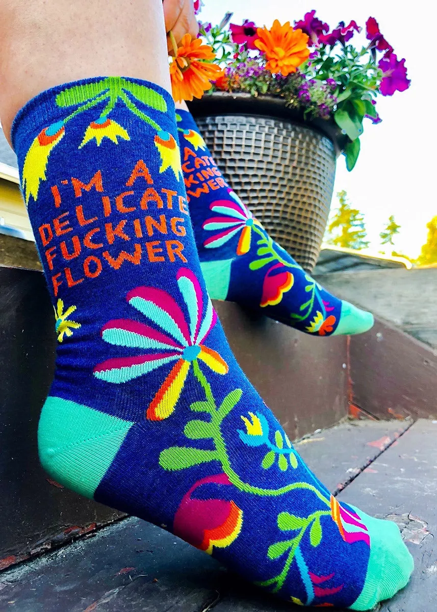 Delicate Fucking Flower Crew Socks