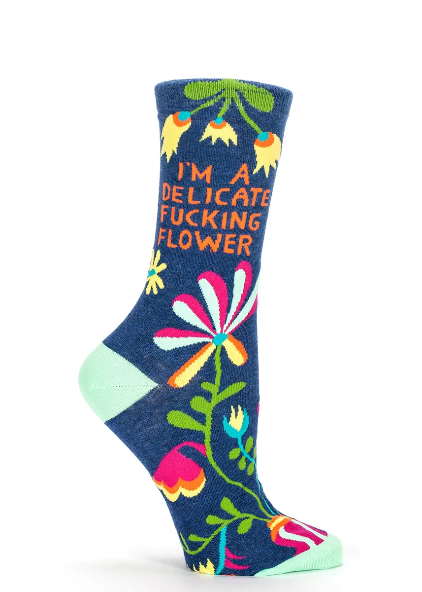 Delicate Fucking Flower Crew Socks