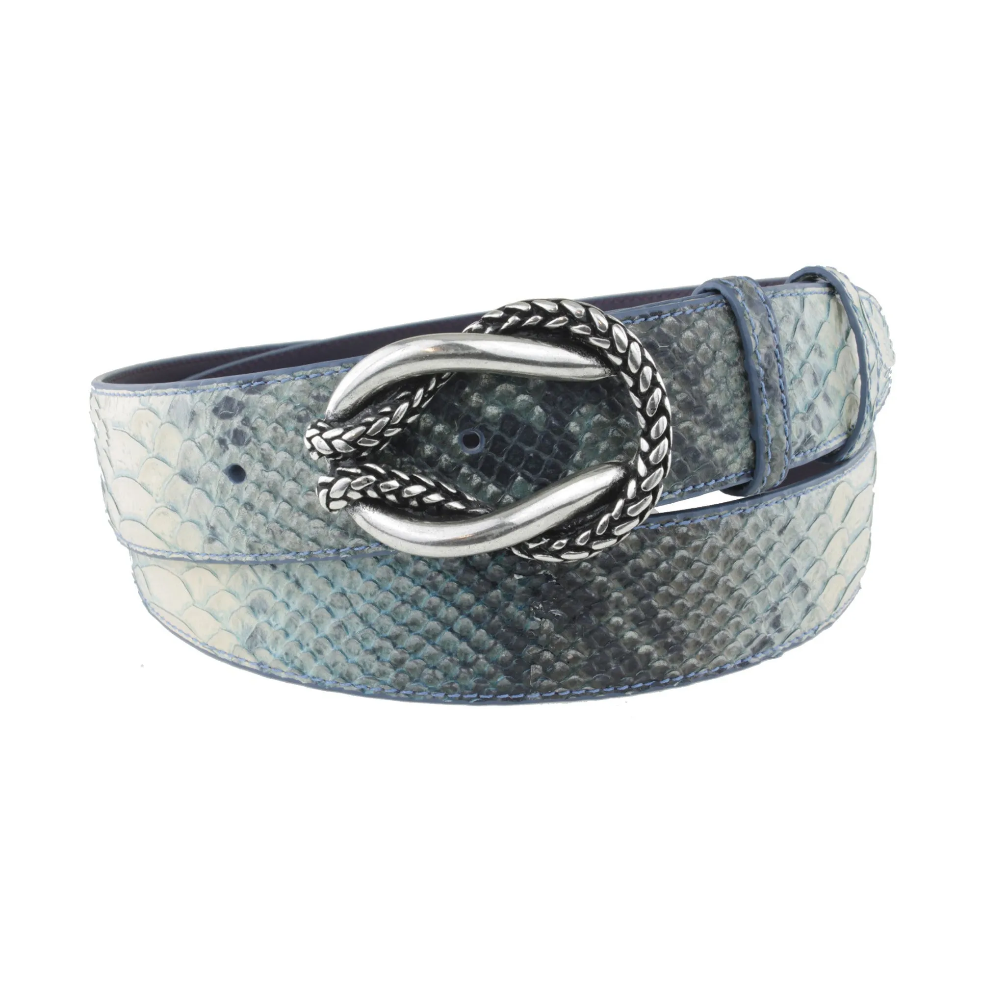 Denim Mock Python Reef Knot Belt