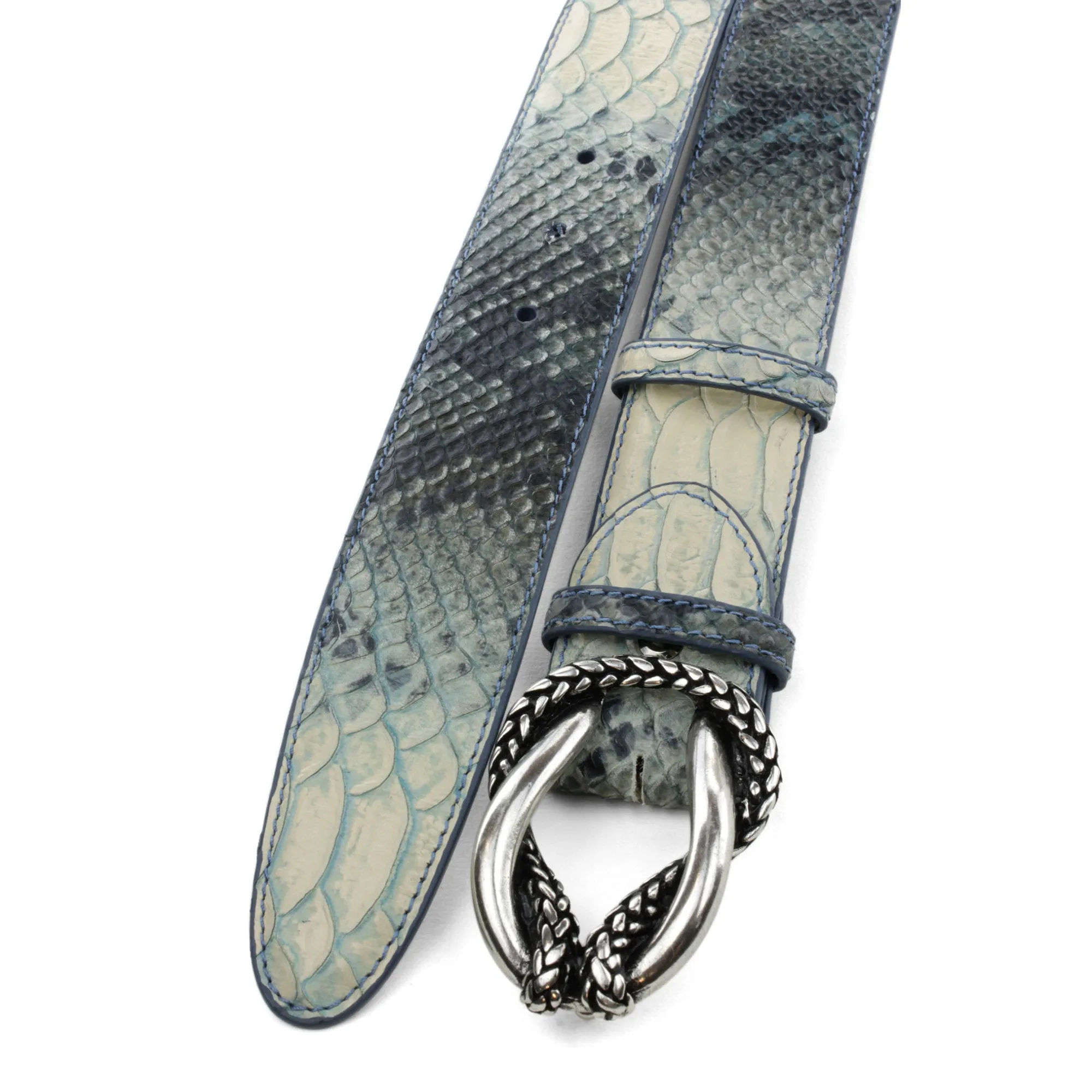 Denim Mock Python Reef Knot Belt