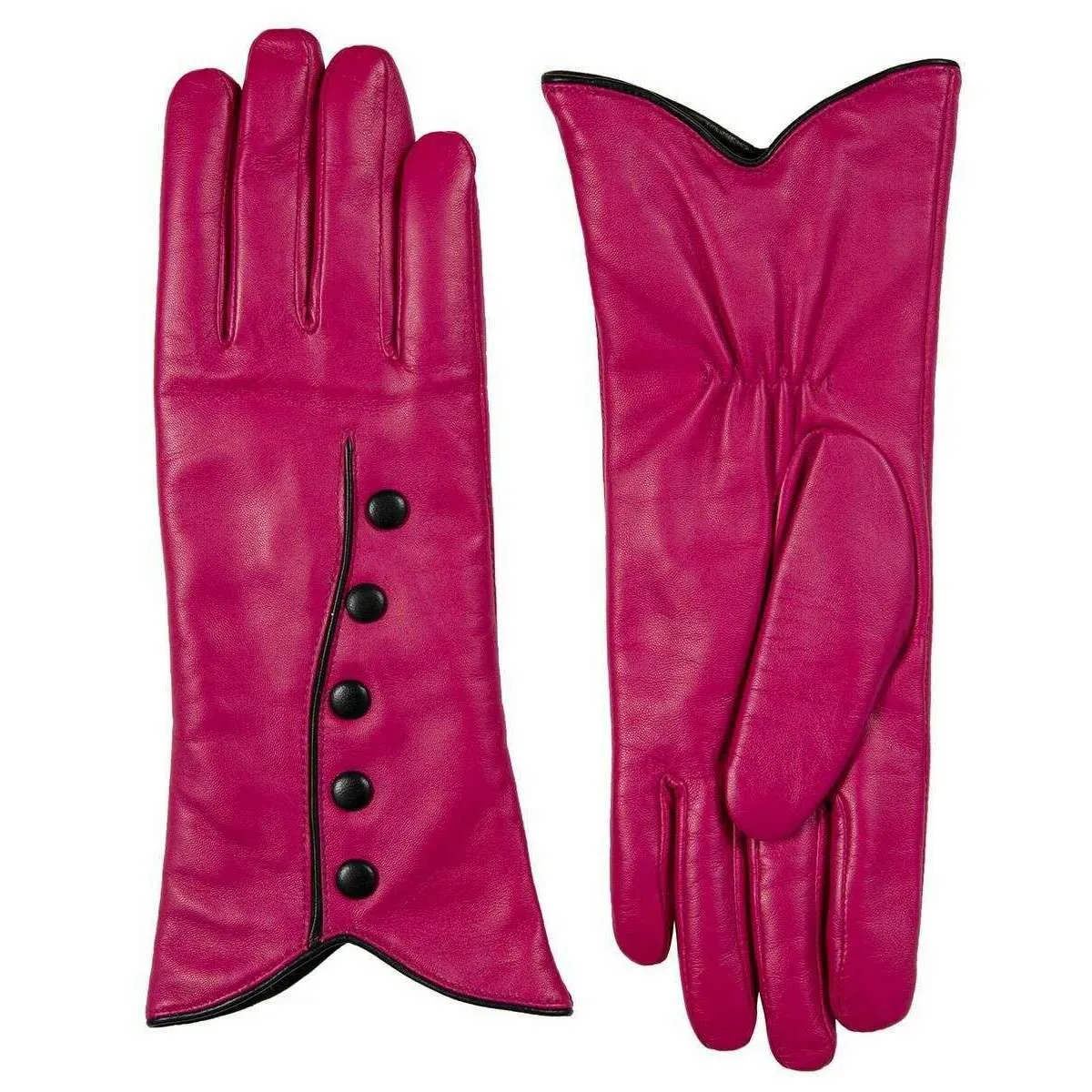 Dents Margot Wool-Lined Leather Gloves - Fuchsia Pink