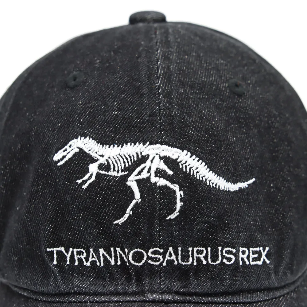 Dinosaur Hat Embroidered T Rex Skeleton Denim Baseball Cap Vintage Washed Casual Dad Hat TG11580