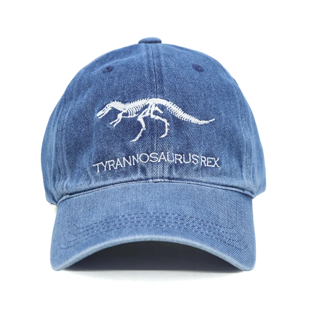 Dinosaur Hat Embroidered T Rex Skeleton Denim Baseball Cap Vintage Washed Casual Dad Hat TG11580