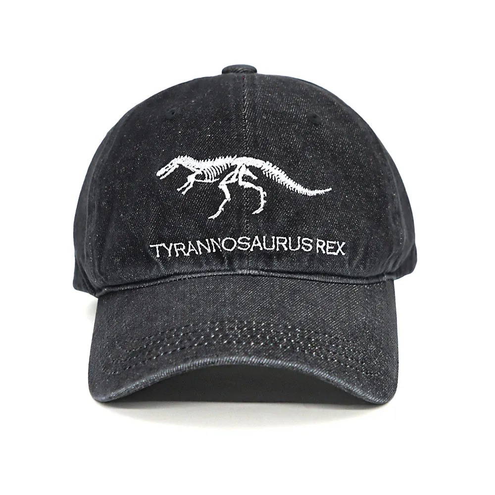 Dinosaur Hat Embroidered T Rex Skeleton Denim Baseball Cap Vintage Washed Casual Dad Hat TG11580