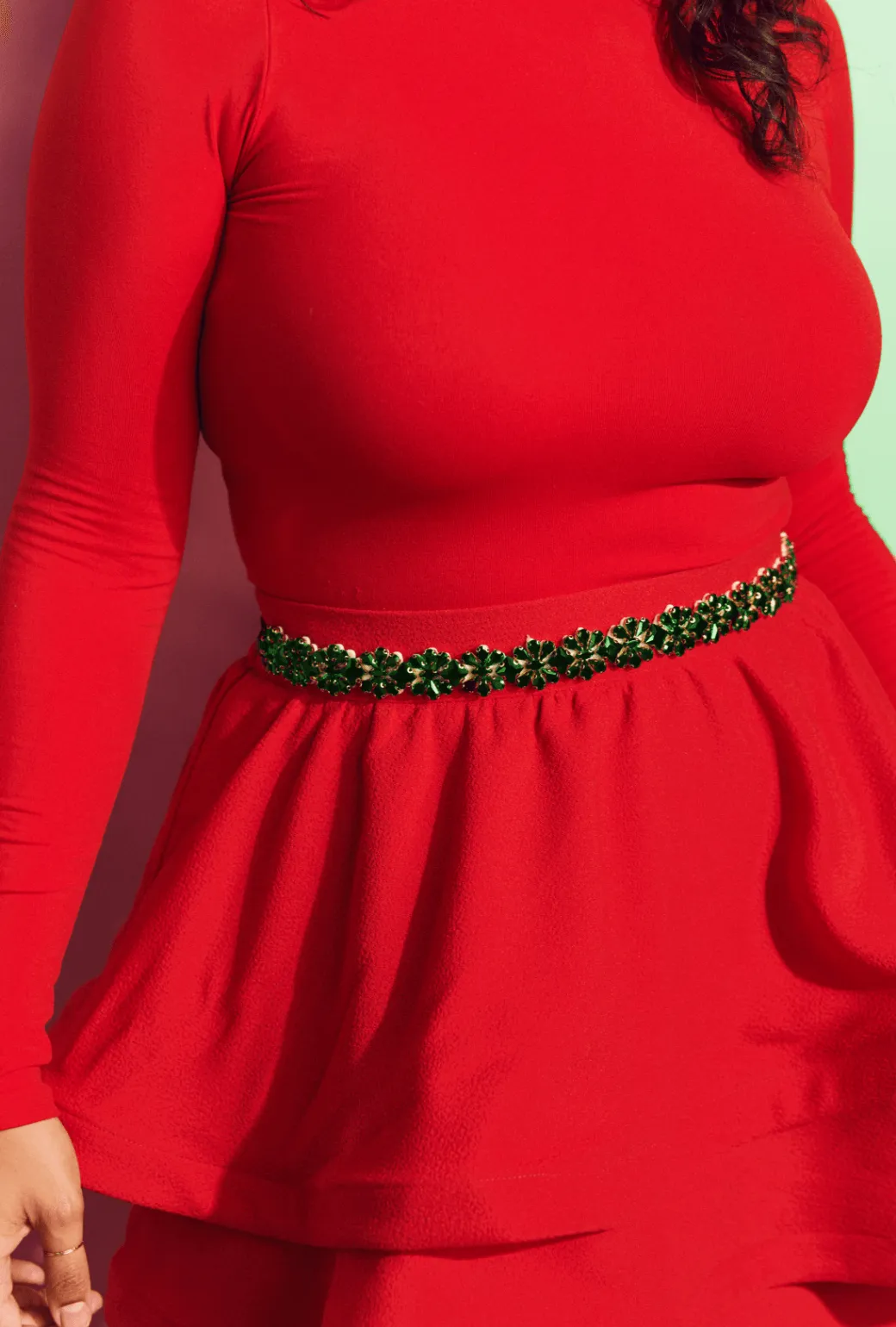 Embellished Wrap Belt - Emerald