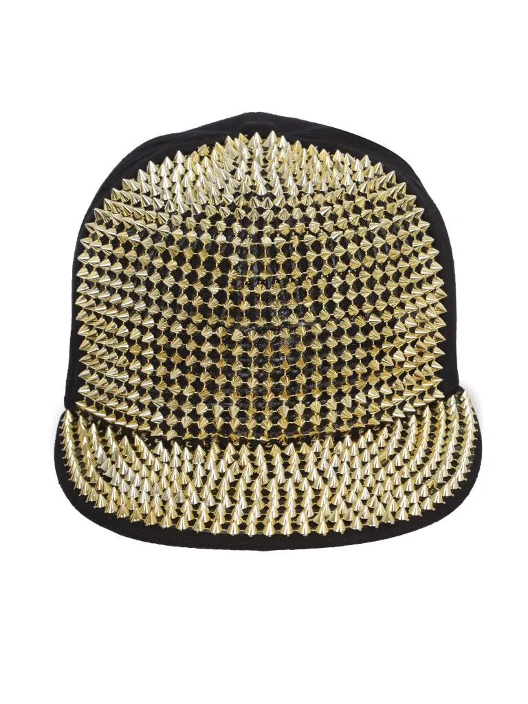 FabSeasons Studs Bling Flat Hip Hop Cap (Gold)