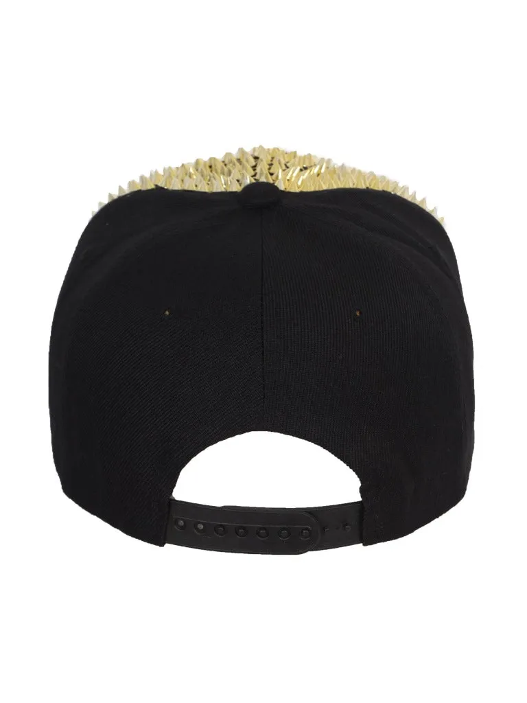 FabSeasons Studs Bling Flat Hip Hop Cap (Gold)