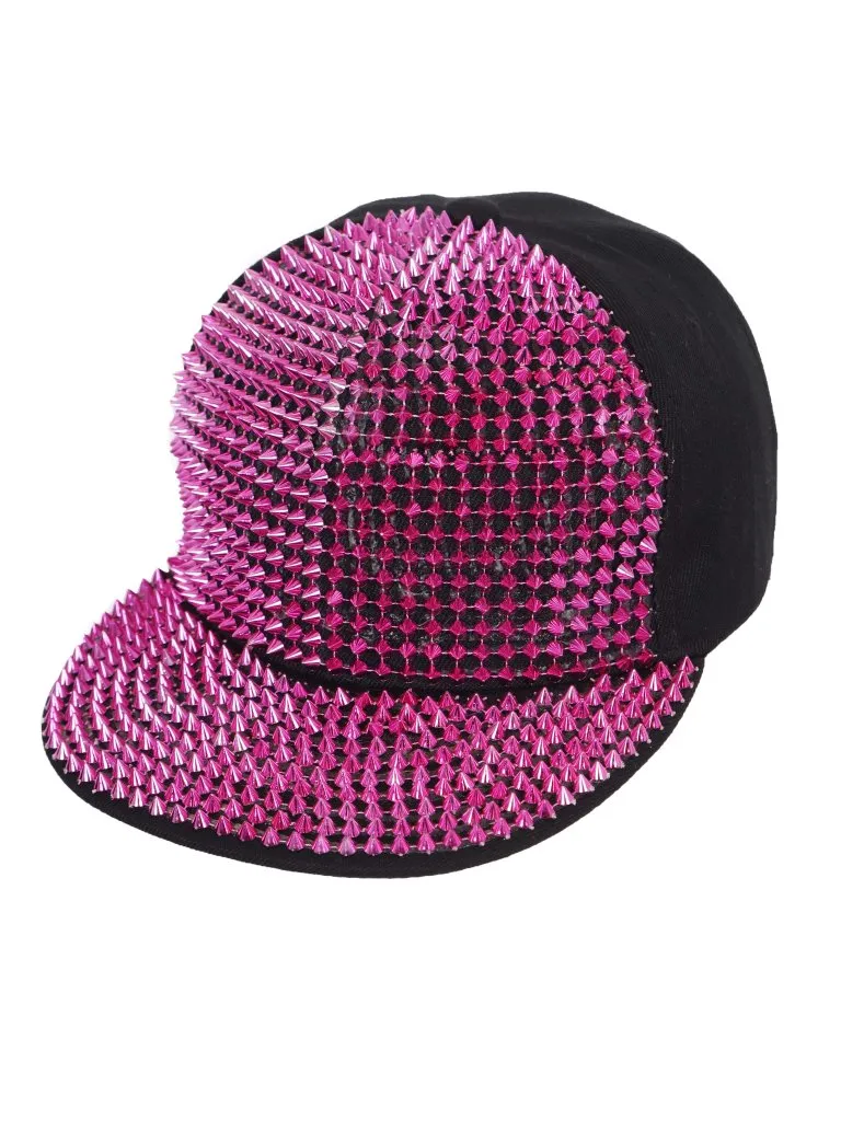 FabSeasons Studs Bling Flat Hip Hop Cap (Pink)