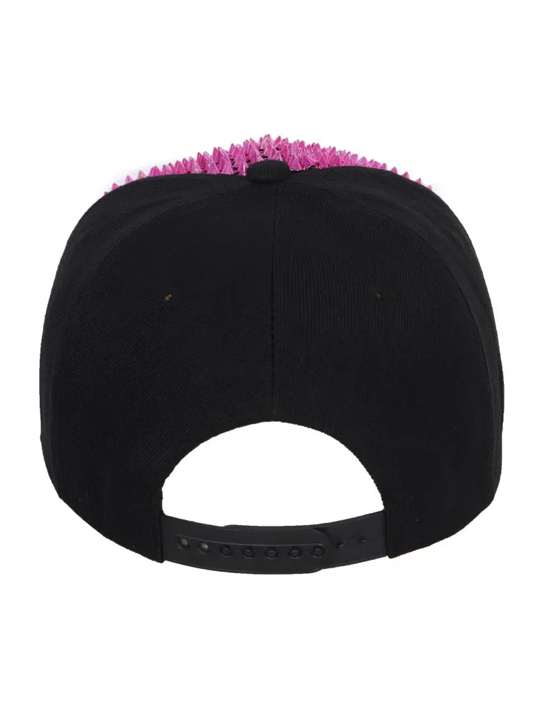 FabSeasons Studs Bling Flat Hip Hop Cap (Pink)