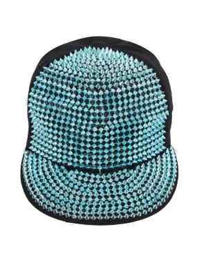 FabSeasons Studs Bling Flat Hip Hop Cap (Skyblue)