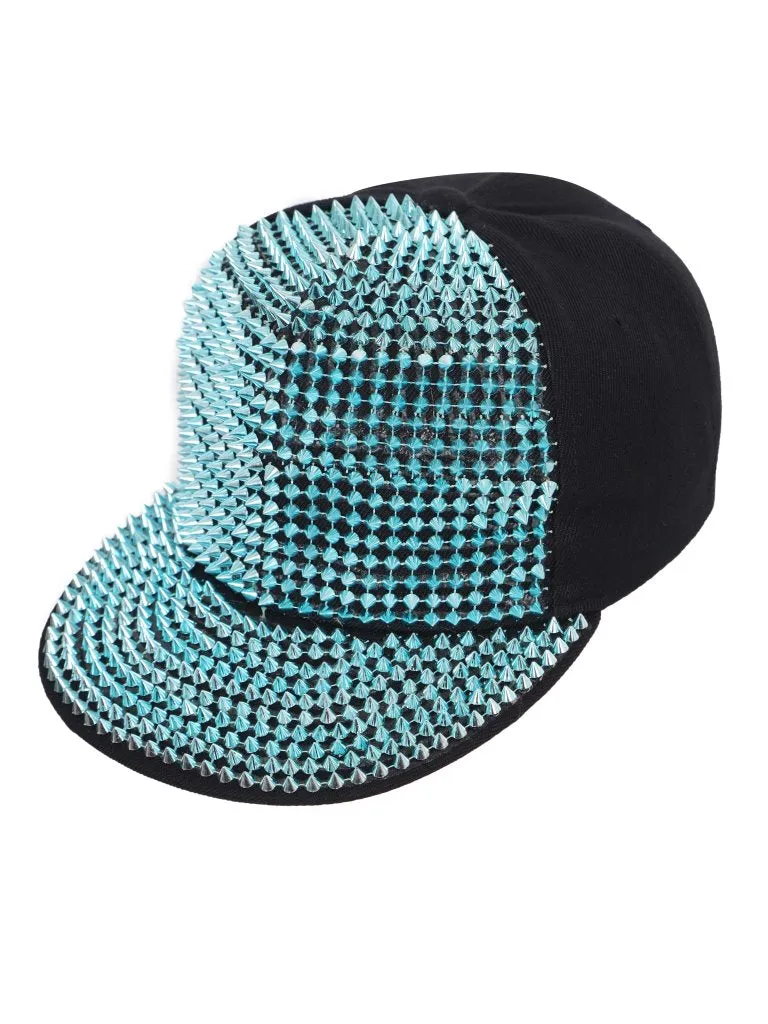 FabSeasons Studs Bling Flat Hip Hop Cap (Skyblue)