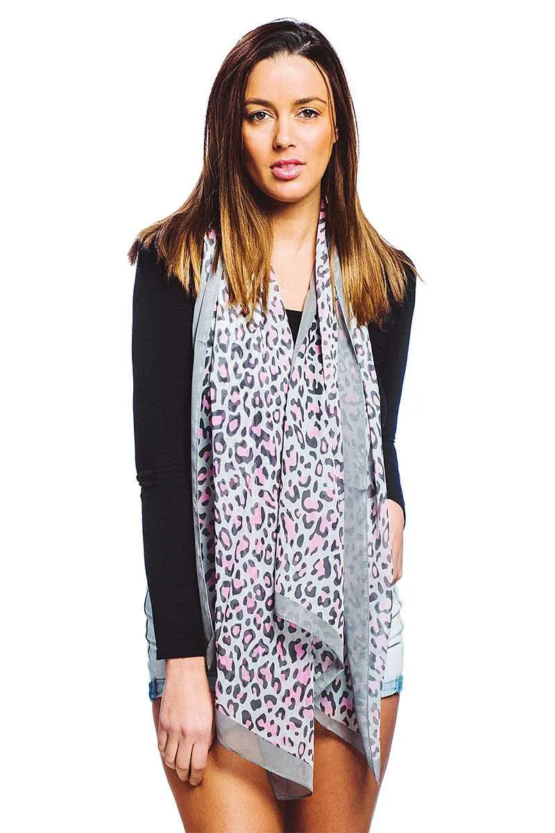 Fashion Silky Leopard Print Oblong Scarf