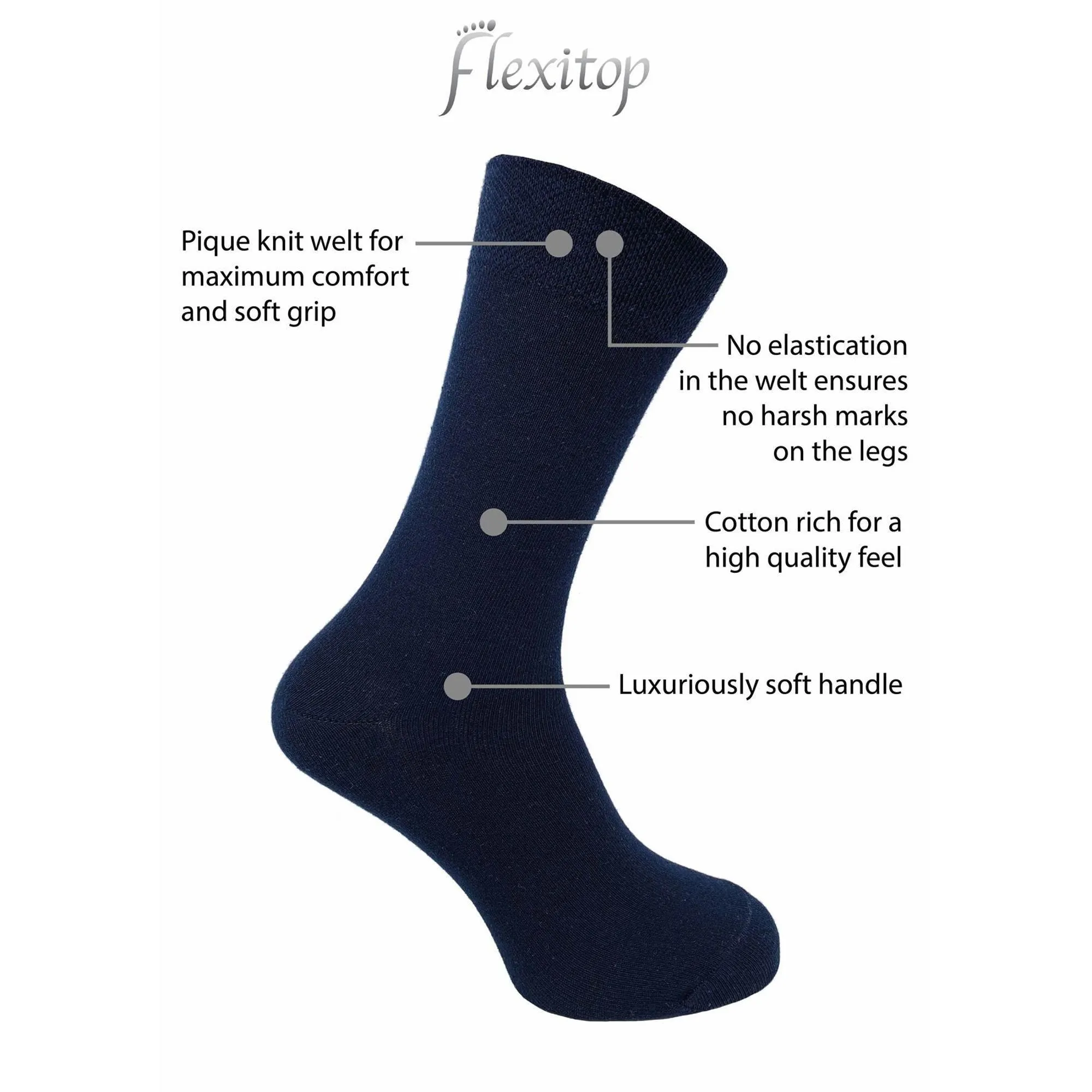 Flexitop 5Pk Men's Cotton Blend Soft Top Socks - Dark Mix