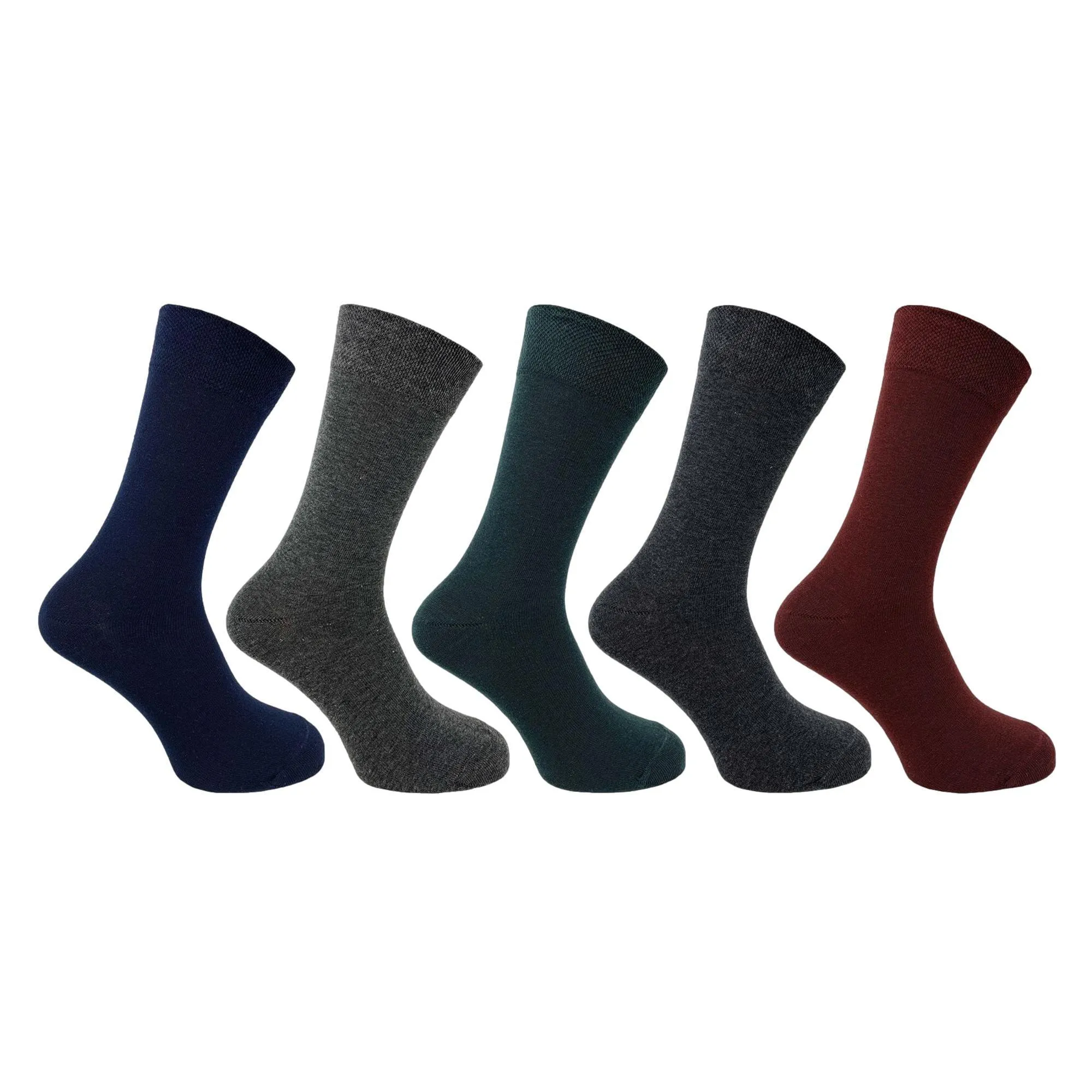 Flexitop 5Pk Men's Cotton Blend Soft Top Socks - Dark Mix