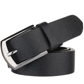 Formal Black Solid Leather Belts For Men