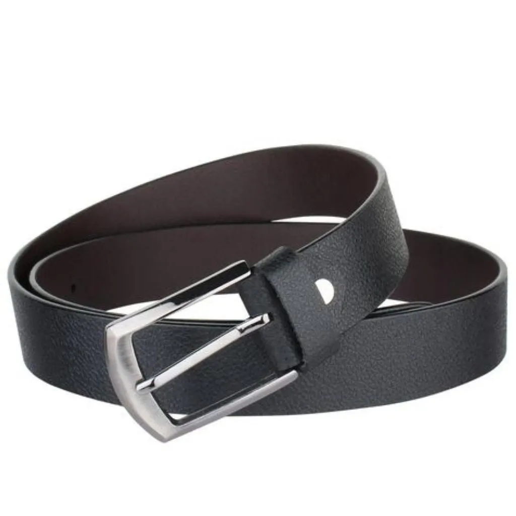 Formal Black Solid Leather Belts For Men