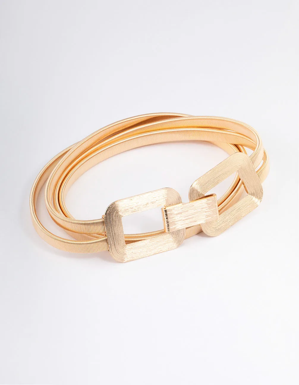 Gold Rectangle Buckle Stretch Belt