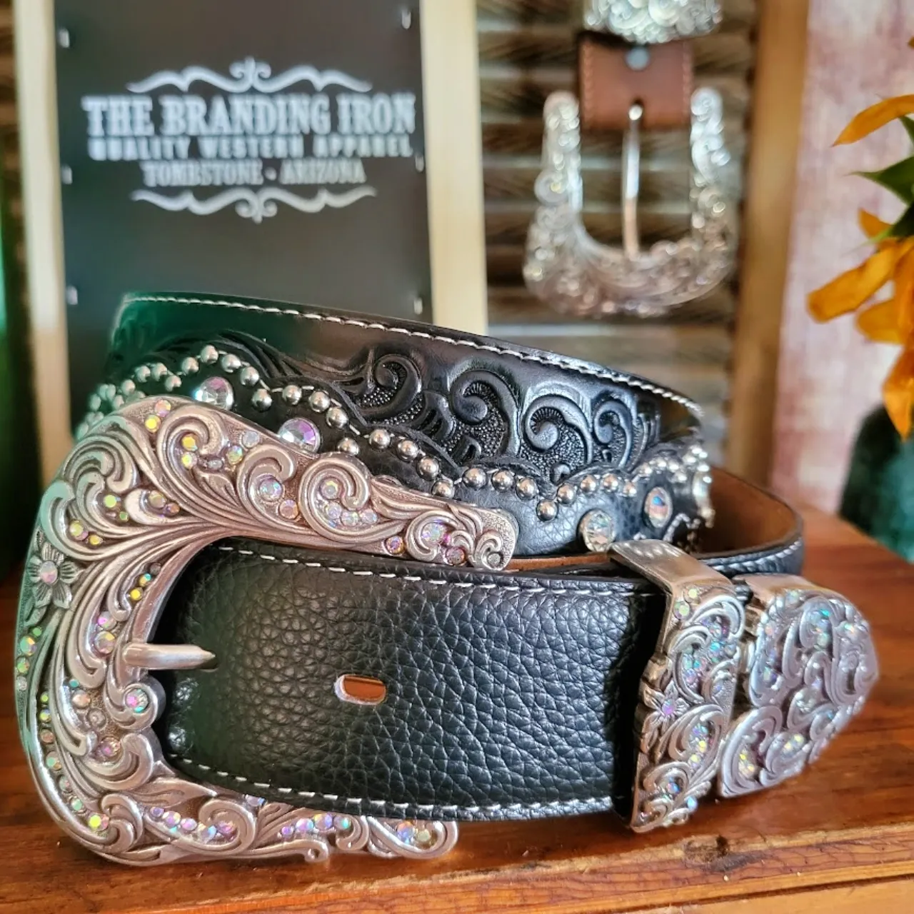 Leather Belt, the "Kaitlyn Crystal"  by Tony Lama C50493