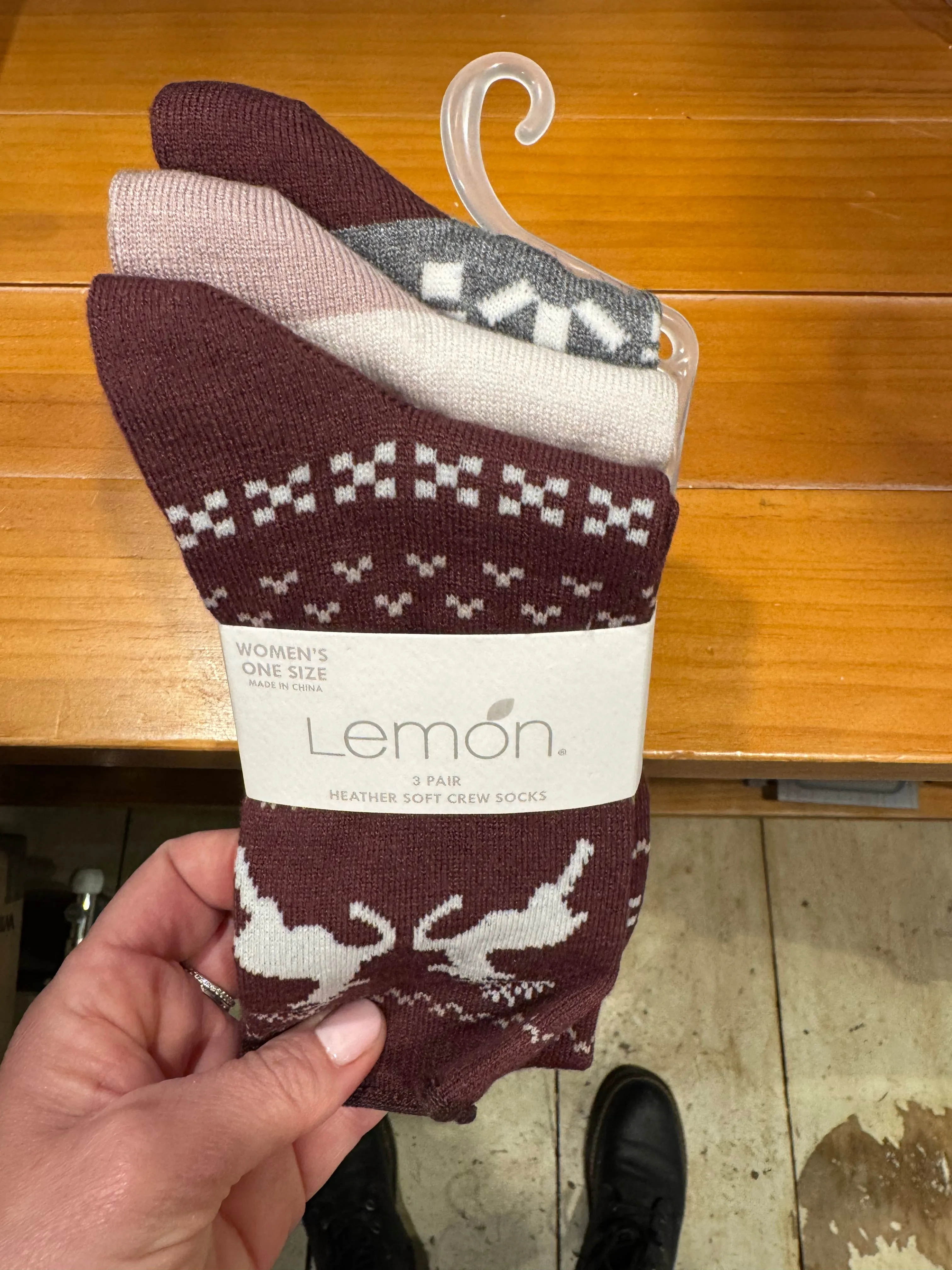 LEMON 3Pk HEATHER SOFT NON TERRY CREW SOCK