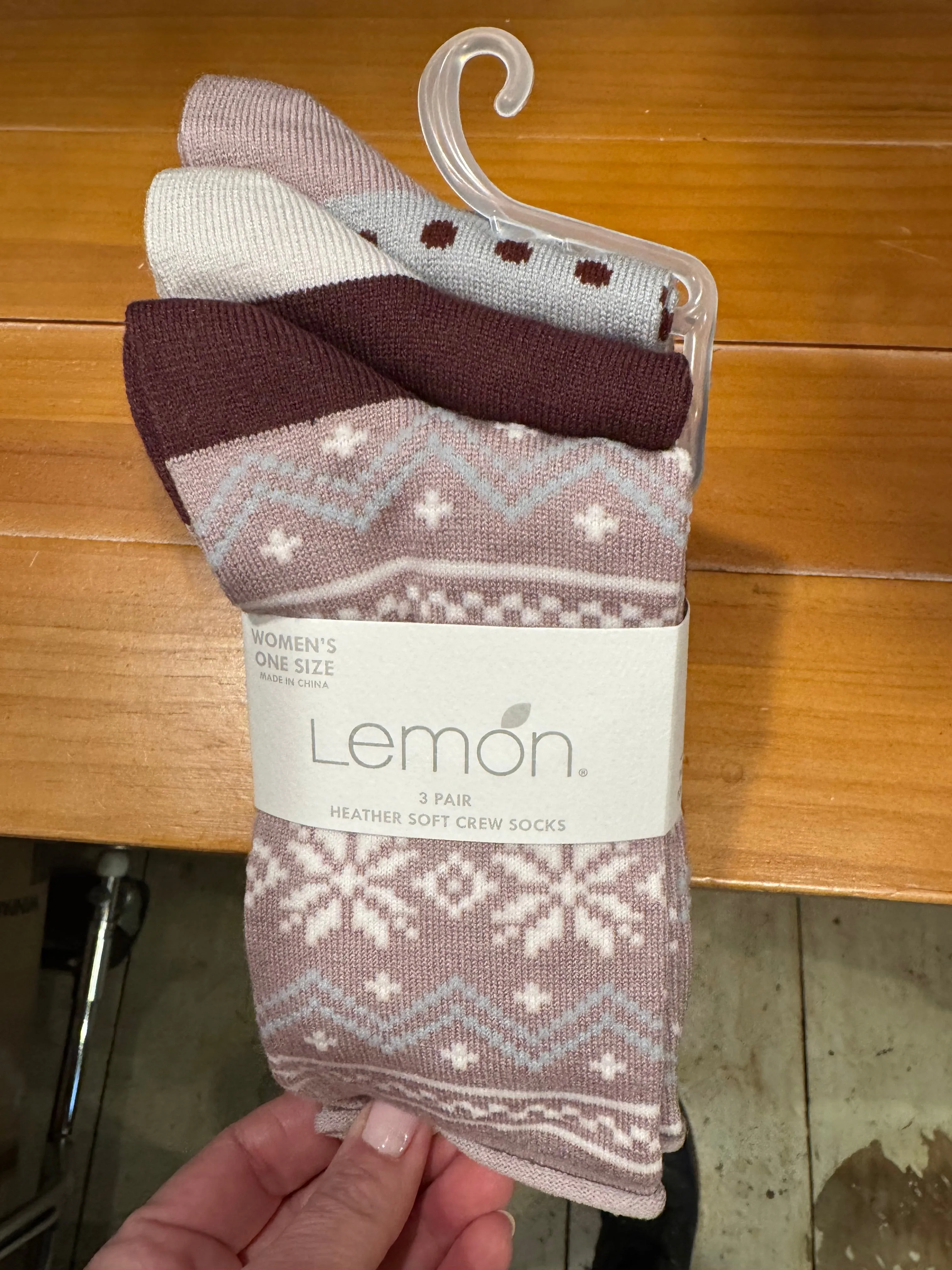 LEMON 3Pk HEATHER SOFT NON TERRY CREW SOCK