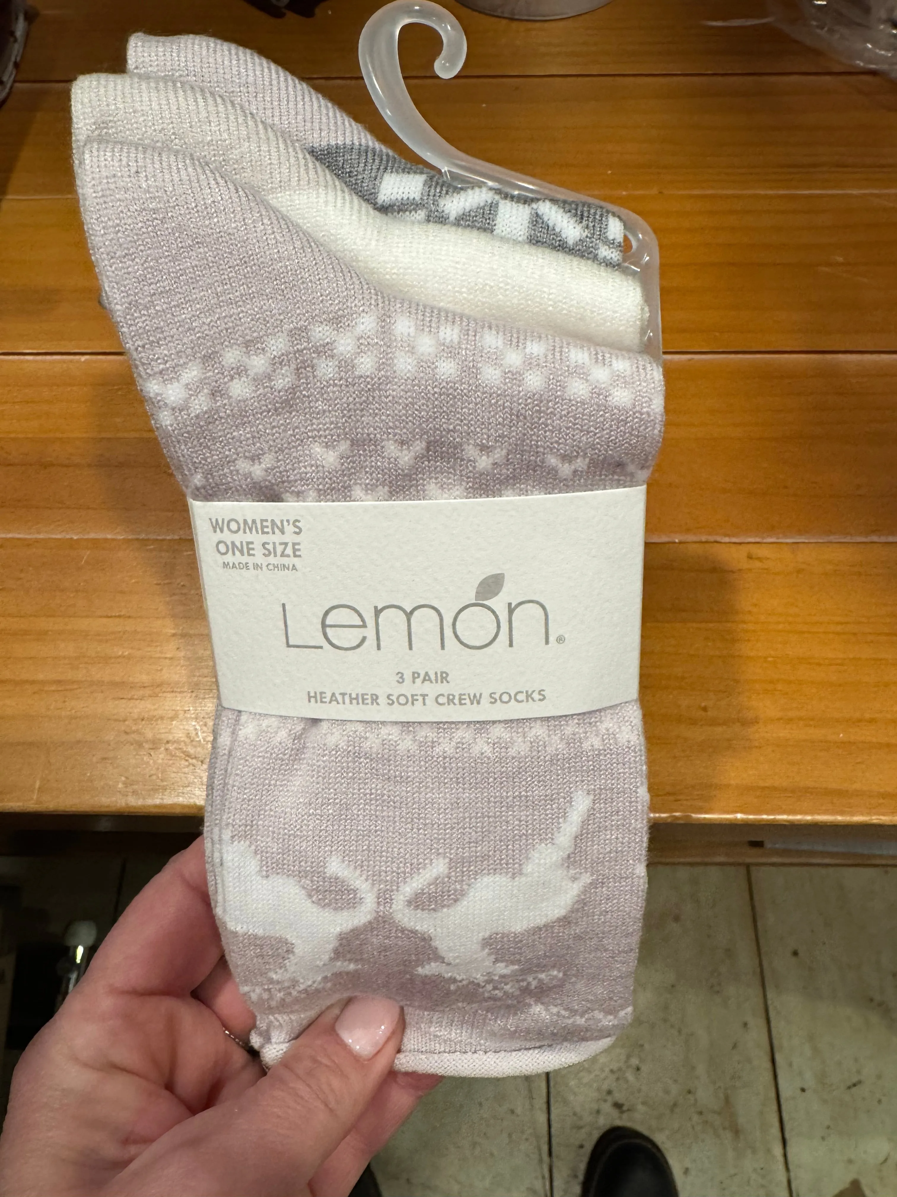 LEMON 3Pk HEATHER SOFT NON TERRY CREW SOCK