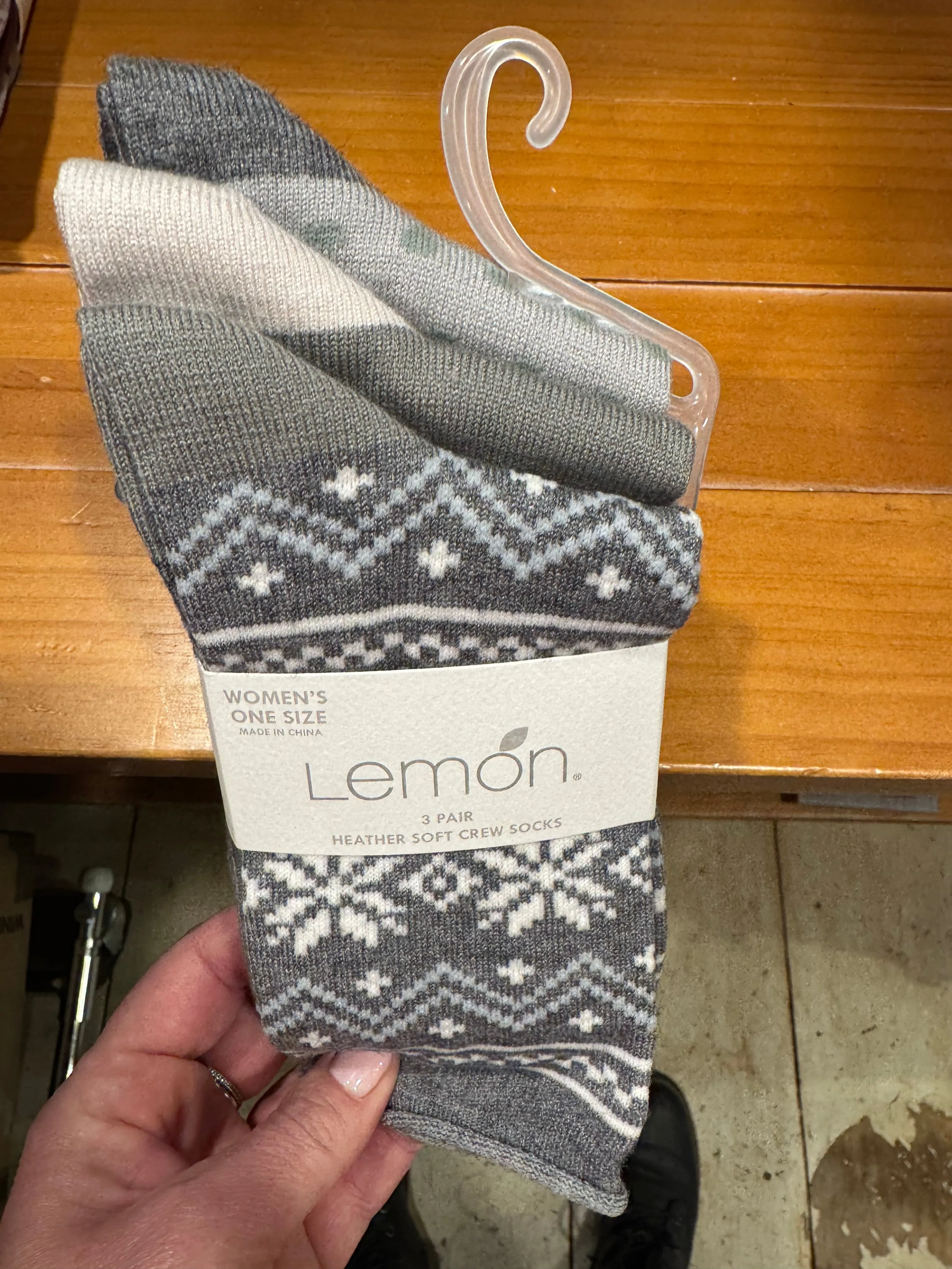 LEMON 3Pk HEATHER SOFT NON TERRY CREW SOCK