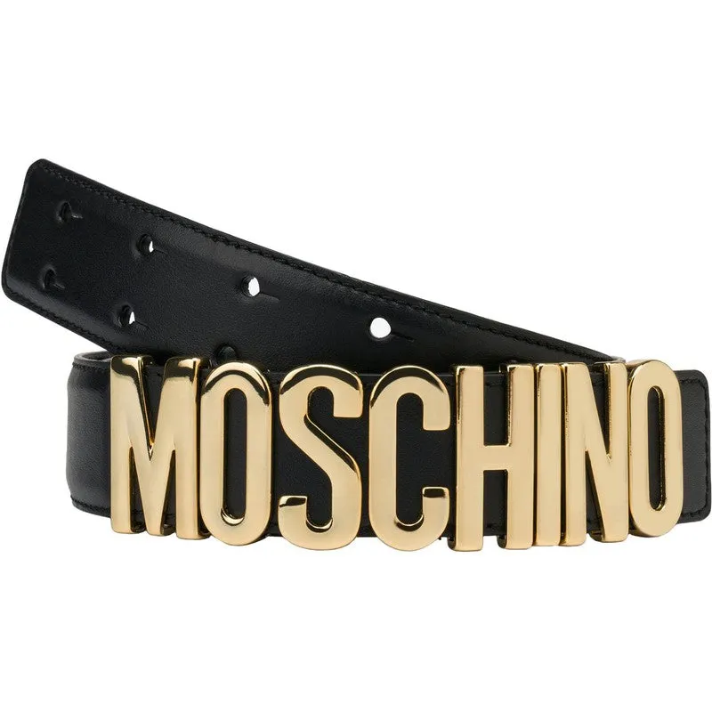 Men's Moschino Leather Logo-buckle Belt