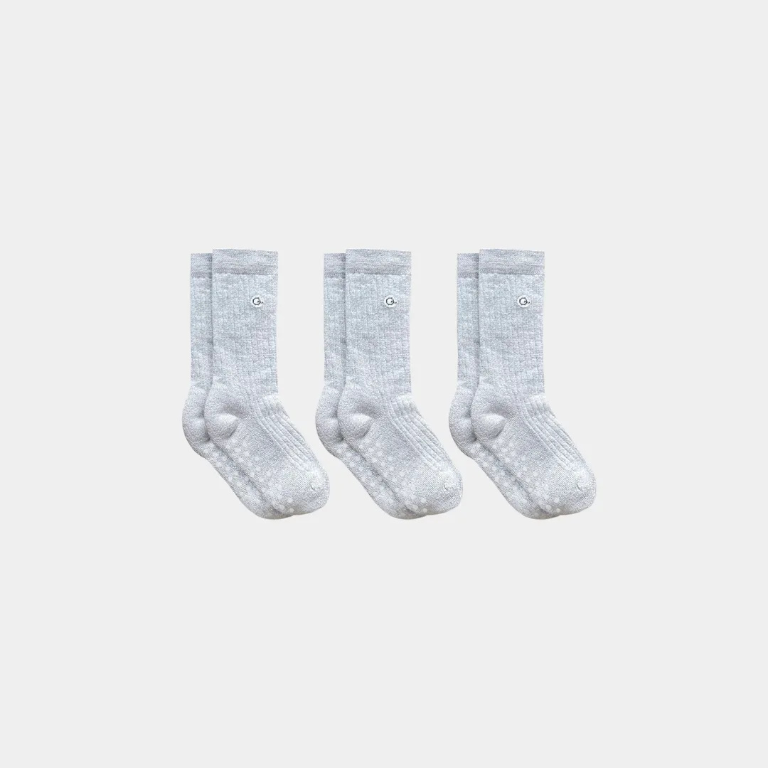 Merino Wool - Cotton Midweight Kids Socks with Grips