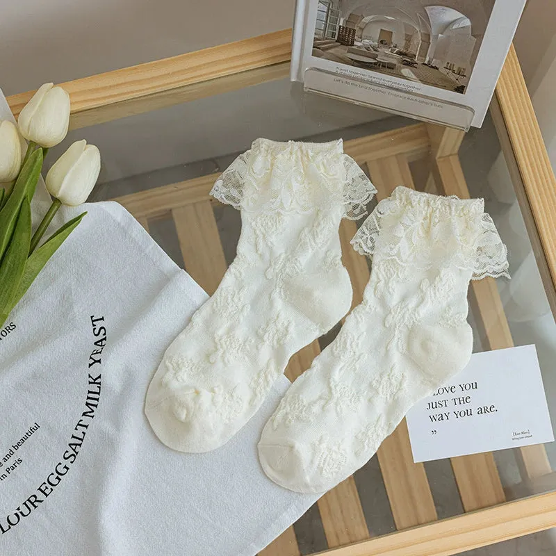 Milky White Lace JK Socks