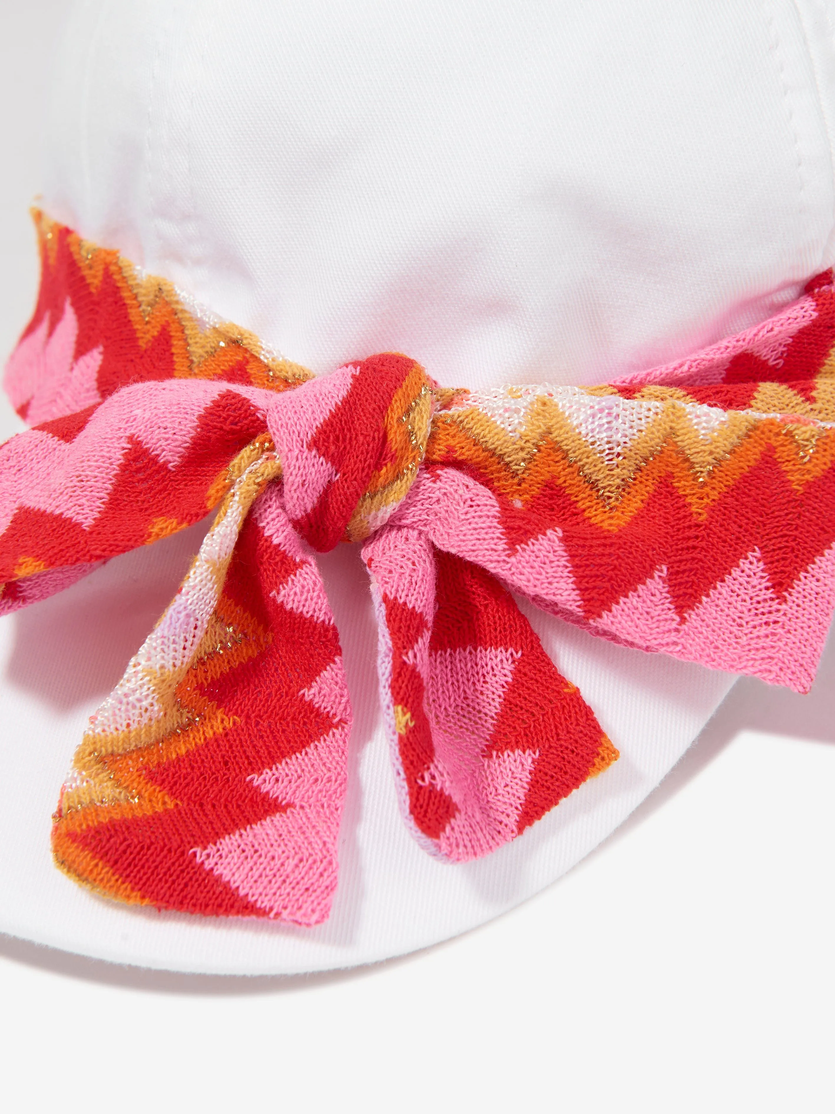 Missoni Girls Zigzag Bow Cap in White