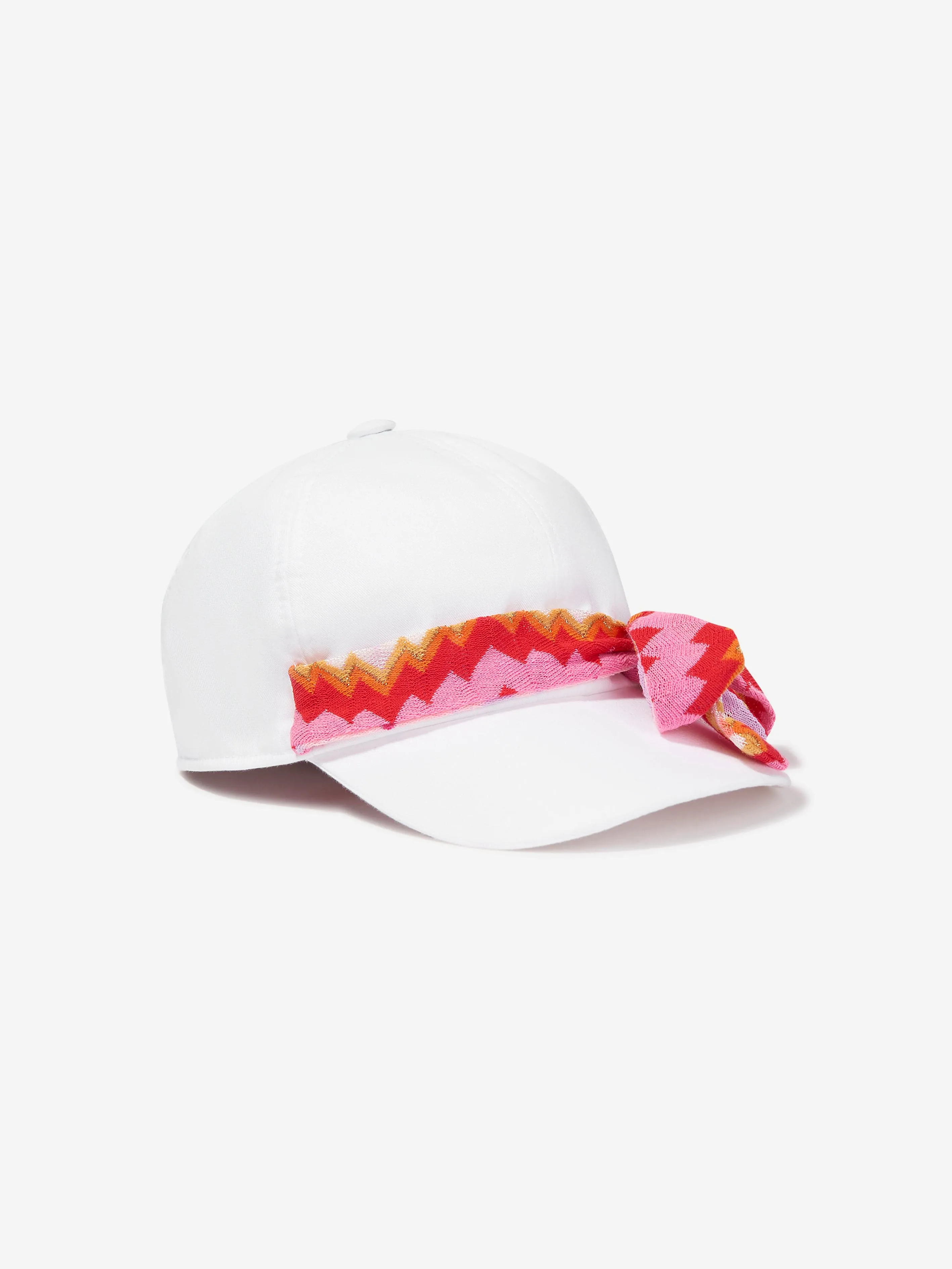 Missoni Girls Zigzag Bow Cap in White