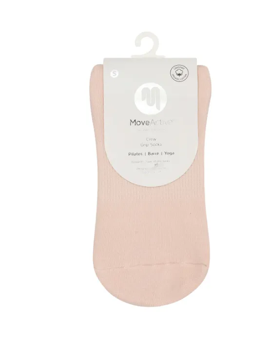 MoveActive Classic Crew Grip Socks - Soft Pink