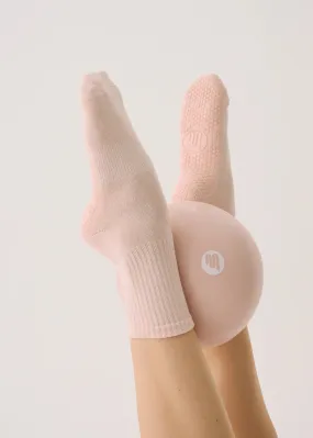 MoveActive Classic Crew Grip Socks - Soft Pink