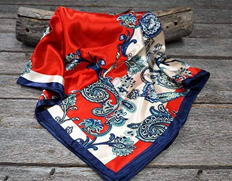 Patriotic Red & Navy Paisley Wild Rag Scarf