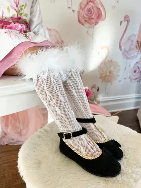 Petite Maison Kids White 'Lara' Feather Socks