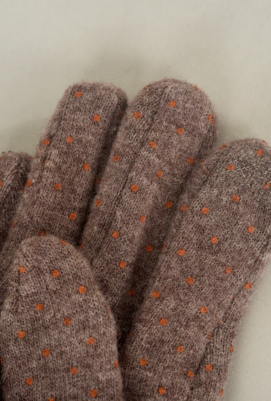 Pindot Wool Knit Gloves, Vison