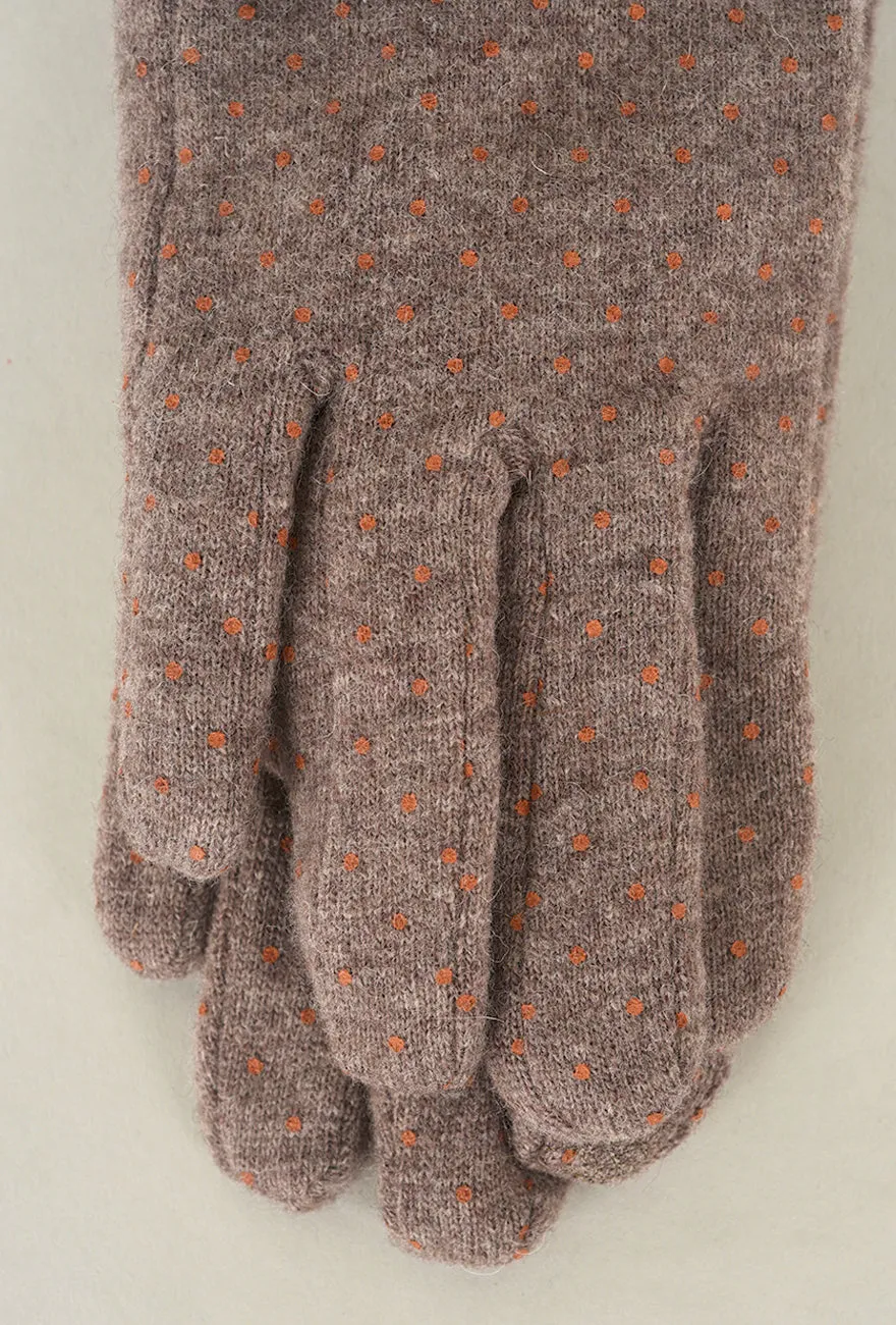 Pindot Wool Knit Gloves, Vison