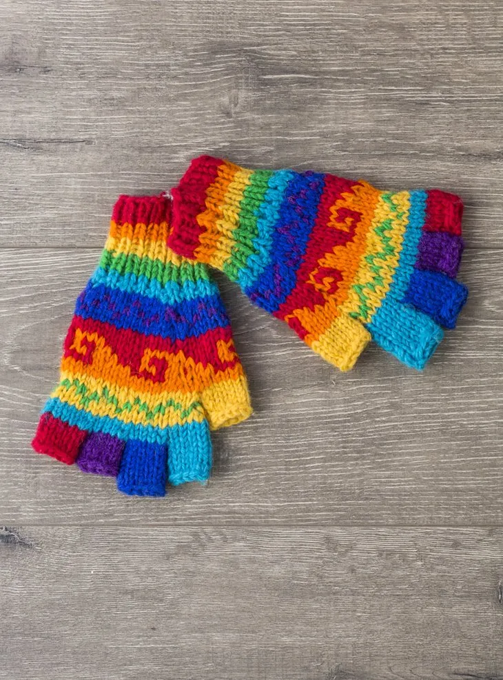 Rainbow Fingerless Gloves